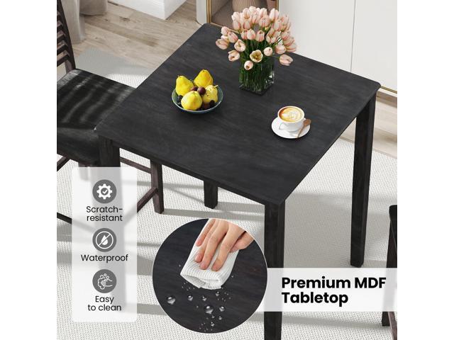 Giantex 3-Piece Dining Table Set for 2, Counter-Height Square Kitchen Table and Chairs Set with Rubber Wood Frame, Curved Back, Footrest, Bar Table...