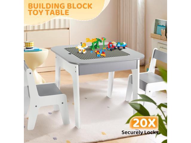 JOYMOR Toddler Table and Chair Set with Storage, 4-in-1 Tabletops Kids Table and Chairs for Crafts (Building-Blocks Board, Blackboard, Whiteboard),...