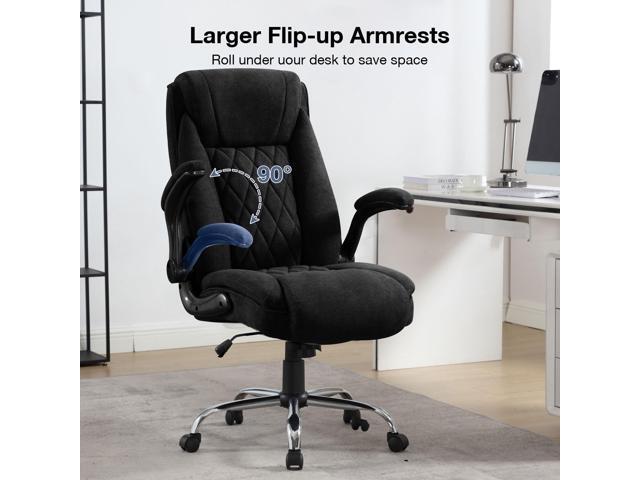 Big and Tall Fabric Office Chair 400lbs, High Back Executive Computer Desk Chair with Flip Up Armrest, Breathable Fabric Adjustable Height