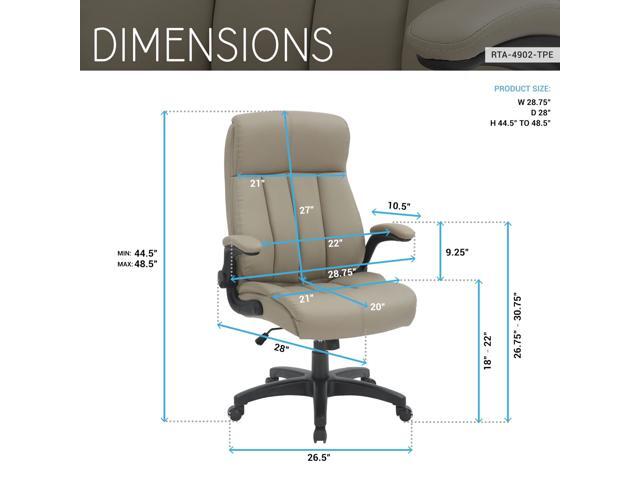 Ergonomic Faux Leather Office Chair, High Back Padded Executive Desk Chair with Flip-Up Armrests, Adjustable Height, Tilt Control, and...