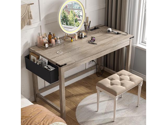 EnHomee 32' Small Desk Thickened & Reinforced with Power Outlet, Sturdy Computer Desk with Storage Bag Detachable,Affordable Luxury Home Office...