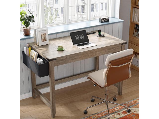 EnHomee 32' Small Desk Thickened & Reinforced with Power Outlet, Sturdy Computer Desk with Storage Bag Detachable,Affordable Luxury Home Office...