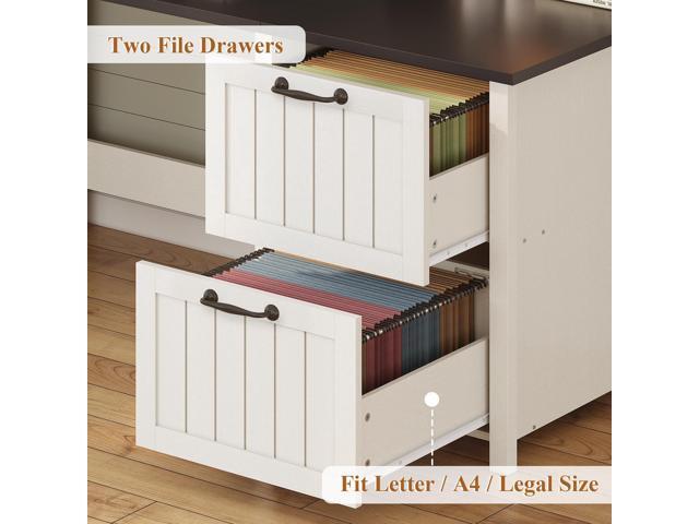 SEDETA Farmhouse 63' Executive Desk, Home Office Desk with File Drawer and Monitor Stand, Computer Desk with Drawers and Storage Cabinet, Wood Desk...
