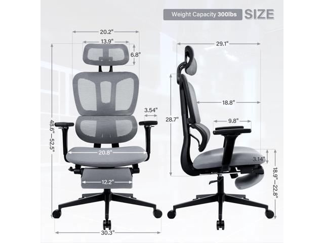 Ergonomic Mesh Office Chair with Retractable Footrest - High Back Computer Chair, Lumbar Support, Adjustable Armrest and Headrest, Durable Base -...