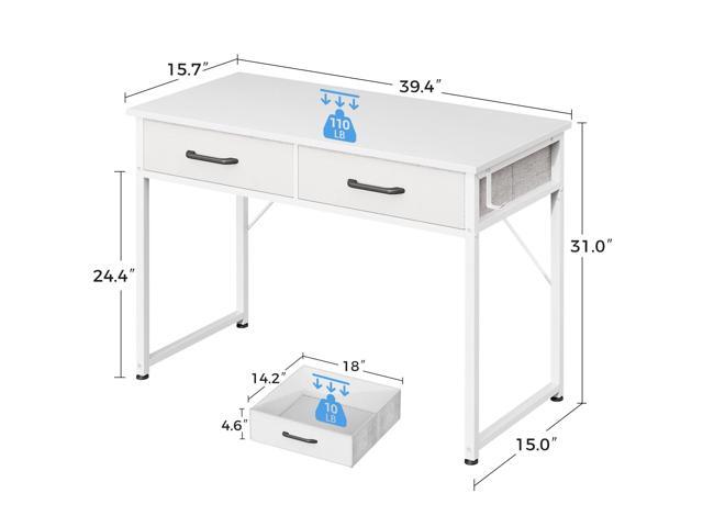 Casaottima 40 Inch Small Office Computer Desk with 2 Drawers & Headphone Hook - Compact Writing Desk for Home Office, Study or Work, Modern...