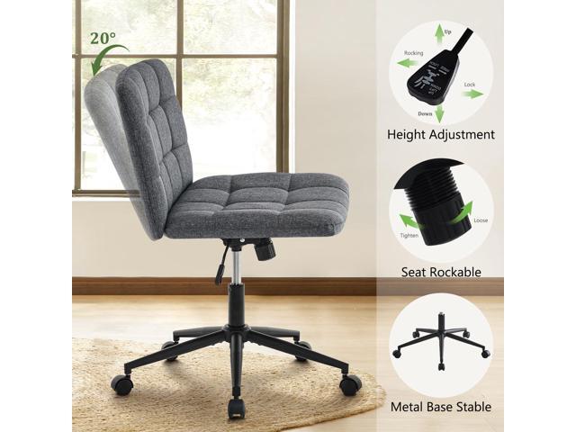 Wide Seat Desk Office, Criss Cross Chair with Wheels Height Adjustable Armless Rolling Comfy Desk Chairs for Home Office Dining Room Study...