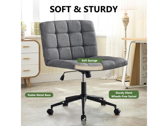 Wide Seat Desk Office, Criss Cross Chair with Wheels Height Adjustable Armless Rolling Comfy Desk Chairs for Home Office Dining Room Study...