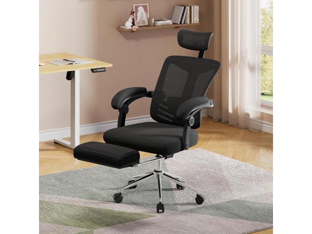 DEVAISE Ergonomic Mesh Office Desk Chair with Footrest, Comfrotable Big and Tall Reclining Computer Chair with Adjustable Lumbar Support, Backrest...