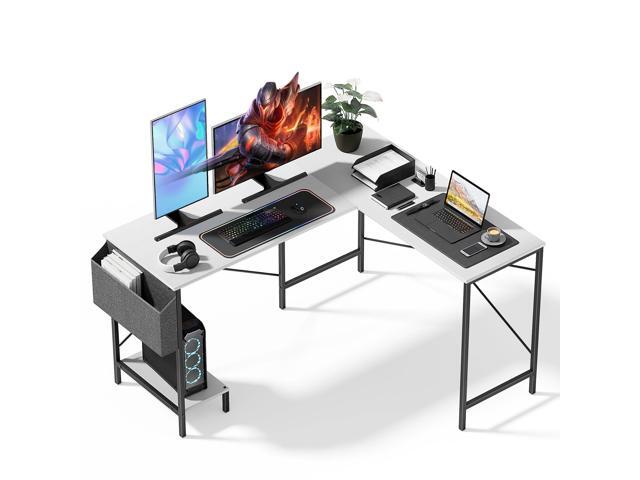 InfiniPower L-Shaped Corner Desk, 50-Inch Reversible Gaming PC Table, Compact Work & Study Station with Metal Frame, CPU Stand, Side Bag
