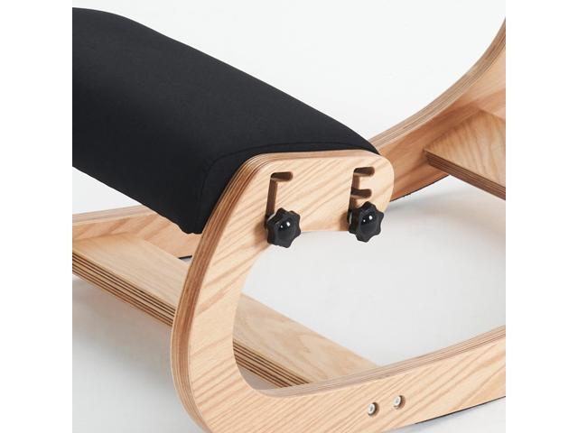 Ergonomic Kneeling Chair, Adjustable Rocking Office Chair Wooden Knee Chair Posture Chair for Home Office Back Pain Relief, Black