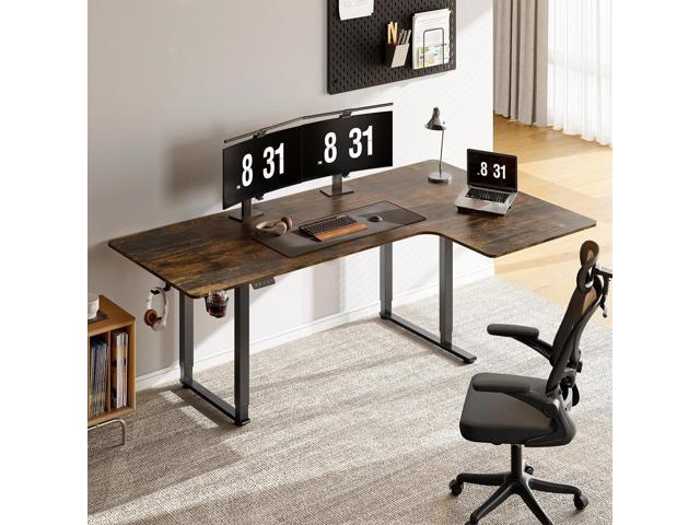 ONBRILL L Shaped Standing Desk, 71x43 Inches Electric L Stand Up Desk with 4 Legs, Dual Motor and Memory Controller, Adjustable Height from 28-46...