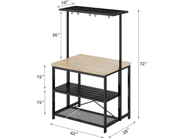 CABIHOME 42' Multi-Functional Kitchen Island with Storage Heavy-Duty Wood & Metal Design, Microwave Shelf, 3-Tier Shelves, 5 Hooks, Coffee Bar...