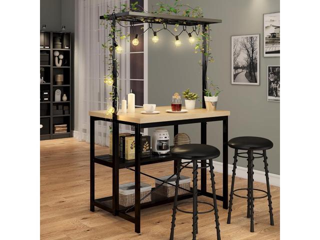 CABIHOME 42' Multi-Functional Kitchen Island with Storage Heavy-Duty Wood & Metal Design, Microwave Shelf, 3-Tier Shelves, 5 Hooks, Coffee Bar...