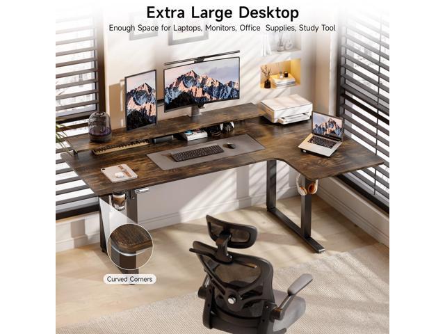 L Shaped Electric Standing Desk, 71x43'' Computer Desks with 2 Monitor Shelves, Dual Motor and Memory Controller, Gaming Corner Desk Adjustable...