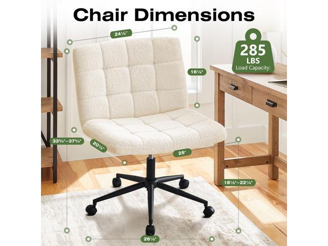 Criss Cross Chair with Wheels, Comfortable Wide Seat Desk Chair with Height Adjustment Swivel Rolling Tilting Functions, Armless Vanity Chairs for...