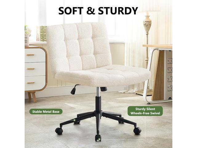 Criss Cross Chair with Wheels, Comfortable Wide Seat Desk Chair with Height Adjustment Swivel Rolling Tilting Functions, Armless Vanity Chairs for...
