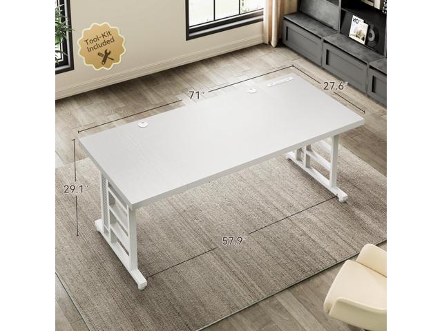 Coleshome 71 Inch Executive Desk with USB Ports, Large Computer Desk with Extra Thick, Long Mordern Office Workstation, Business Furniture for Home...