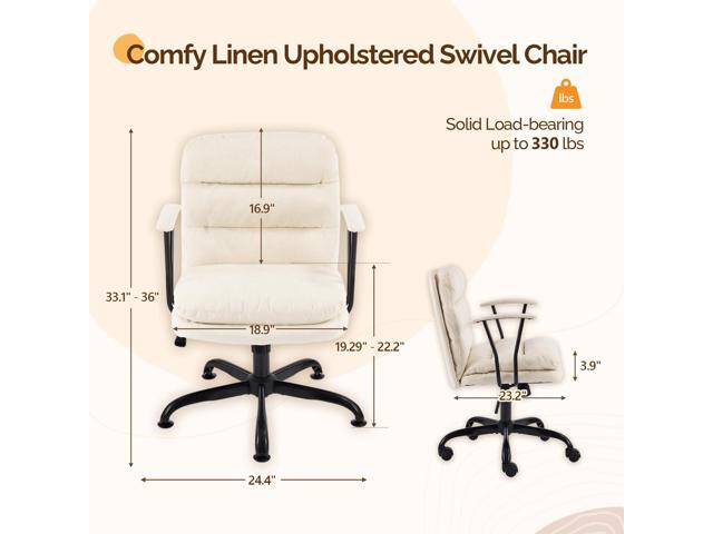 VINGLI Comfortable Office Desk Chairs with/No Wheels,Dual-Base,Removable Armrests,Adjustable Comfy Swivel Computer Task Nail Tech Chair for...