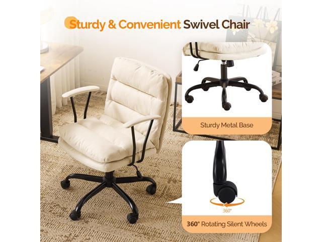 VINGLI Comfortable Office Desk Chairs with/No Wheels,Dual-Base,Removable Armrests,Adjustable Comfy Swivel Computer Task Nail Tech Chair for...