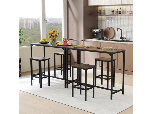 COSTWAY 3-Piece Dining Table Set, 47.5' Industrial Counter-Height Kitchen Table and 2 Bar Stools, High Top Rectangular Pub Table and Chairs for...