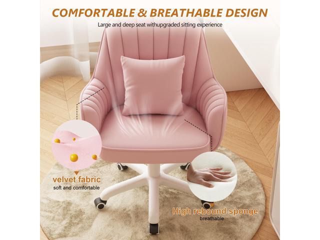 Home Office Chair Velvet Vanity Chairs Makeup Desk Chair with Wheels Mid Back Computer Chairs Height Adjustable Swivel Rolling Task Chair for...