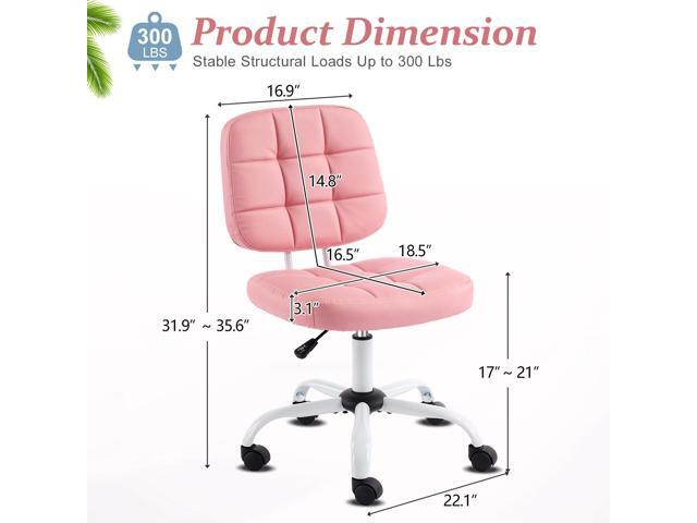 VINGLI Compact Small Desk Chair, Cute Armless Chair with Wheels, Vanity Chair with Low Back, Height Adjustable Task Chair for Small Spaces, Office,...