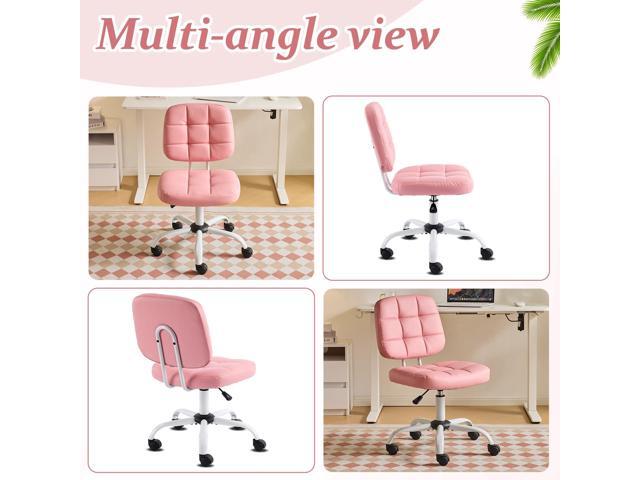 VINGLI Compact Small Desk Chair, Cute Armless Chair with Wheels, Vanity Chair with Low Back, Height Adjustable Task Chair for Small Spaces, Office,...