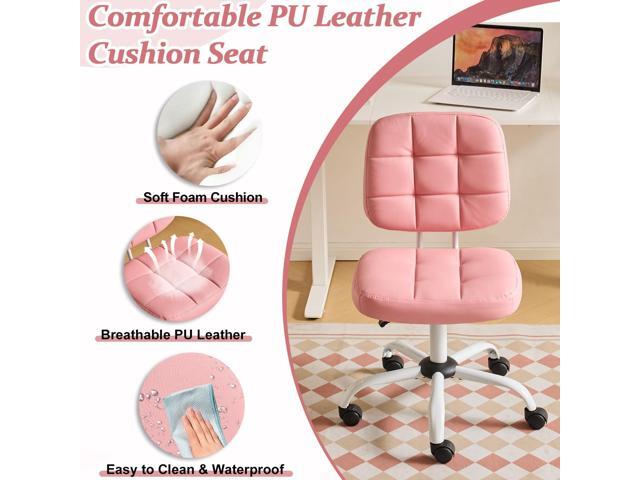 VINGLI Compact Small Desk Chair, Cute Armless Chair with Wheels, Vanity Chair with Low Back, Height Adjustable Task Chair for Small Spaces, Office,...