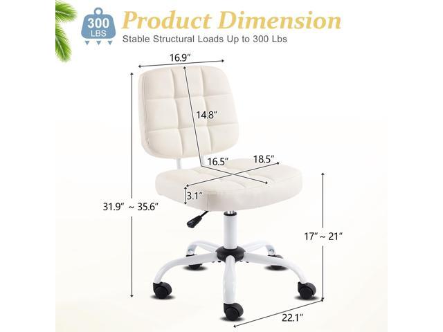 VINGLI Compact Small Desk Chair, Cute Armless Chair with Wheels, Vanity Chair with Low Back, Height Adjustable Task Chair for Small Spaces, Office,...