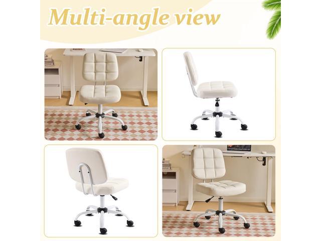 VINGLI Compact Small Desk Chair, Cute Armless Chair with Wheels, Vanity Chair with Low Back, Height Adjustable Task Chair for Small Spaces, Office,...