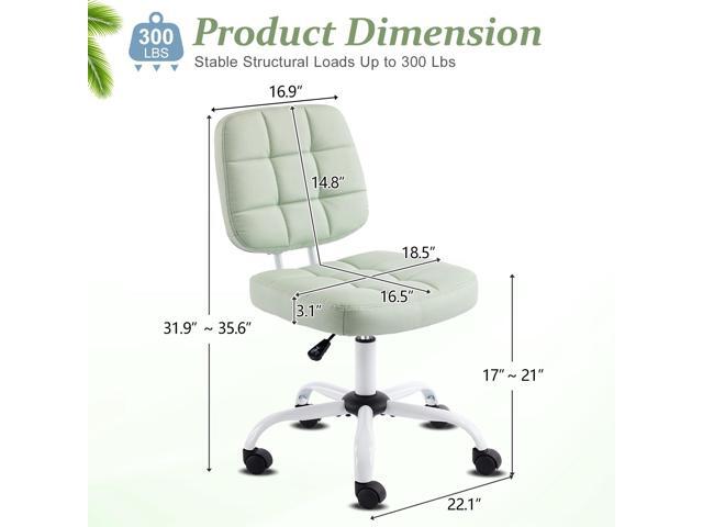 VINGLI Compact Small Desk Chair, Cute Armless Chair with Wheels, Vanity Chair with Low Back, Height Adjustable Task Chair for Small Spaces, Office,...