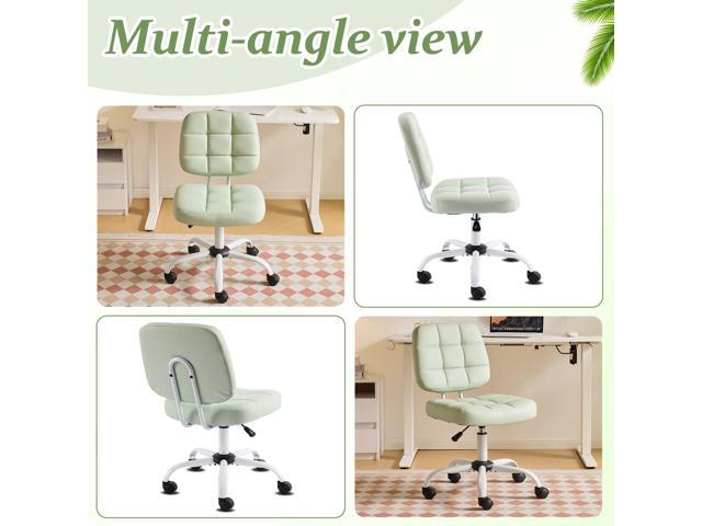 VINGLI Compact Small Desk Chair, Cute Armless Chair with Wheels, Vanity Chair with Low Back, Height Adjustable Task Chair for Small Spaces, Office,...