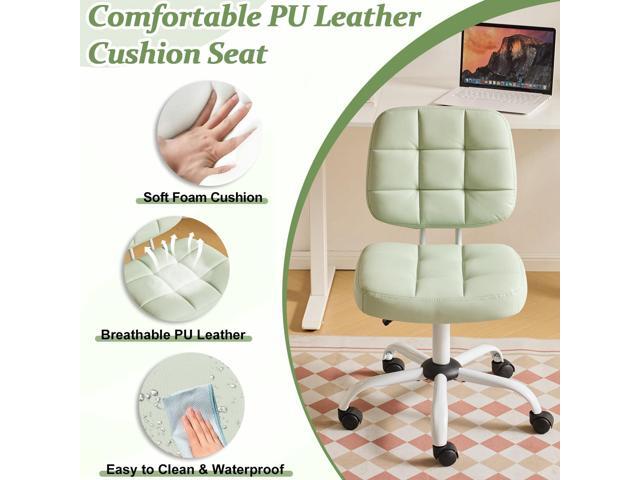 VINGLI Compact Small Desk Chair, Cute Armless Chair with Wheels, Vanity Chair with Low Back, Height Adjustable Task Chair for Small Spaces, Office,...