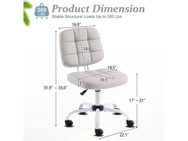 VINGLI Compact Small Desk Chair, Cute Armless Chair with Wheels, Vanity Chair with Low Back, Height Adjustable Task Chair for Small Spaces, Office,...