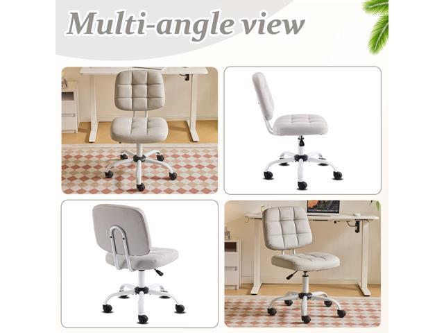 VINGLI Compact Small Desk Chair, Cute Armless Chair with Wheels, Vanity Chair with Low Back, Height Adjustable Task Chair for Small Spaces, Office,...