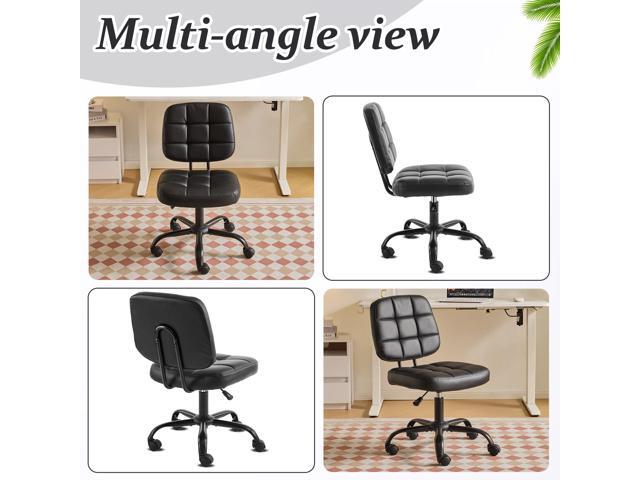 VINGLI Compact Small Desk Chair, Cute Armless Chair with Wheels, Vanity Chair with Low Back, Height Adjustable Task Chair for Small Spaces, Office,...