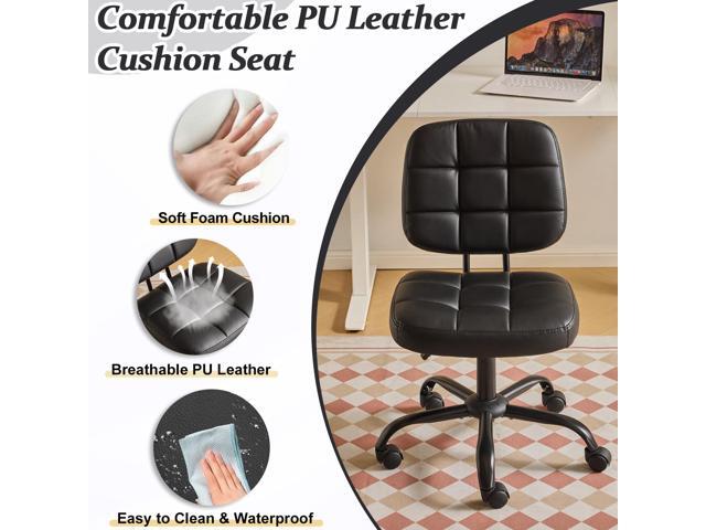 VINGLI Compact Small Desk Chair, Cute Armless Chair with Wheels, Vanity Chair with Low Back, Height Adjustable Task Chair for Small Spaces, Office,...