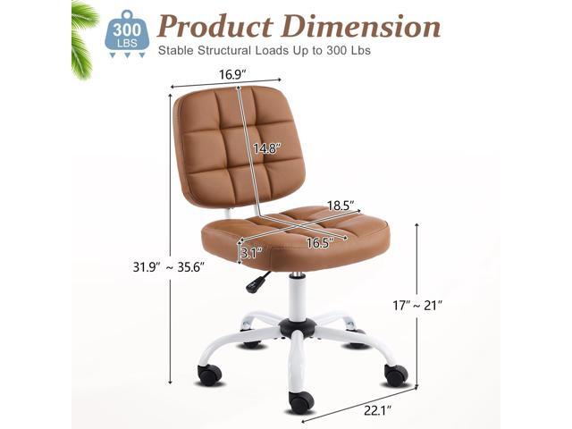 VINGLI Compact Small Desk Chair, Cute Armless Chair with Wheels, Vanity Chair with Low Back, Height Adjustable Task Chair for Small Spaces, Office,...