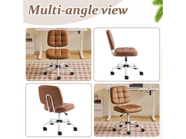 VINGLI Compact Small Desk Chair, Cute Armless Chair with Wheels, Vanity Chair with Low Back, Height Adjustable Task Chair for Small Spaces, Office,...