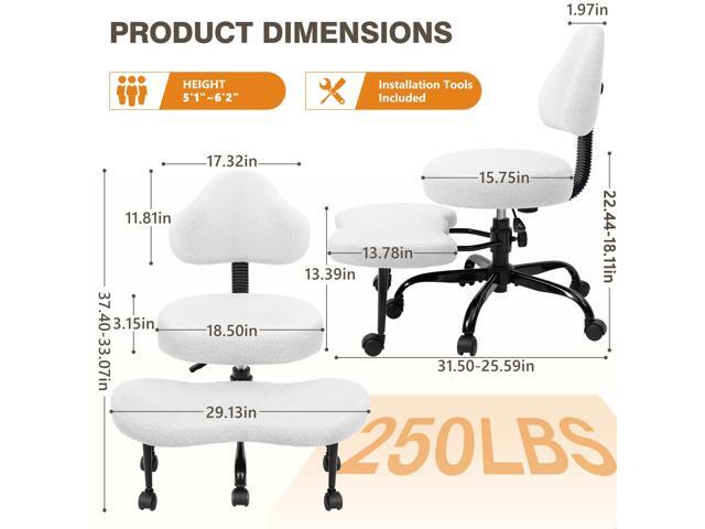 Cross Legged Office Chair, Criss Cross Desk Chair ADHD Meditation Kneeling Yoga Seat with Adjustable Height, Lumbar Support, Wider Footrest and...