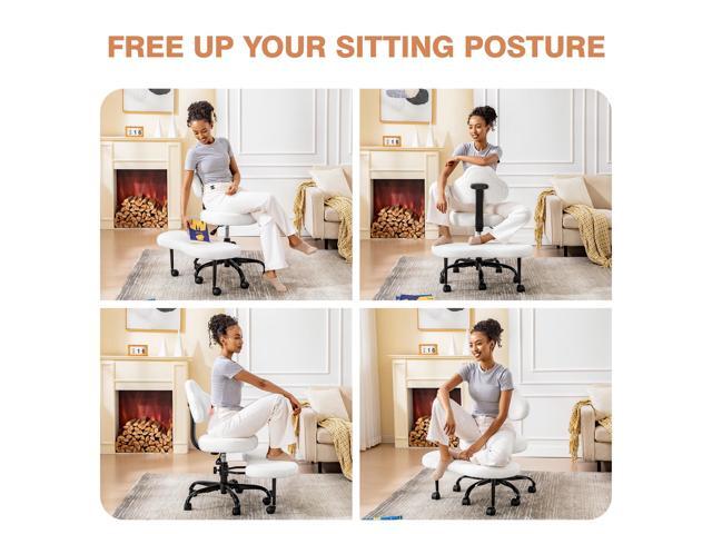Cross Legged Office Chair, Criss Cross Desk Chair ADHD Meditation Kneeling Yoga Seat with Adjustable Height, Lumbar Support, Wider Footrest and...