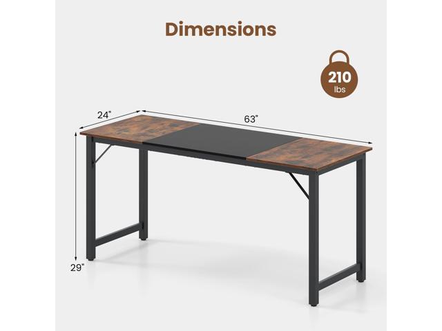 Giantex 63 Inch Computer Desk, Modern Simple Office Desk with Triangle Structure Metal Frame, Computer Workstations for Home Office, Study,...