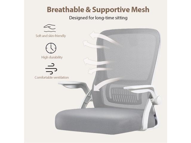 Office Chair, Ergonomic Desk Breathable Mesh Swivel Chair with Flip-Up Arms and Lumbar Support Computer for Home Office