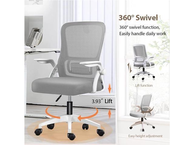 Office Chair, Ergonomic Desk Breathable Mesh Swivel Chair with Flip-Up Arms and Lumbar Support Computer for Home Office