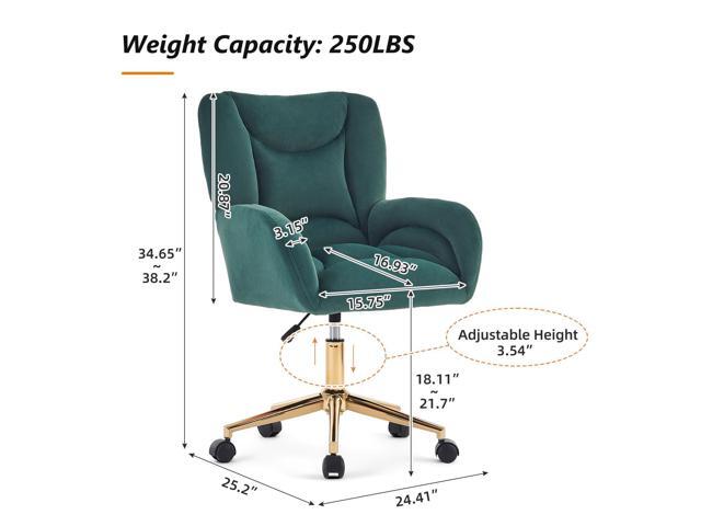 Velvet Teddy Fabric Home Office Chair Comfy Vanity Chairs Adjustable 360° Swivel Upholstered Computer Task Chair Living Room Chairs with Arm,Ivory...