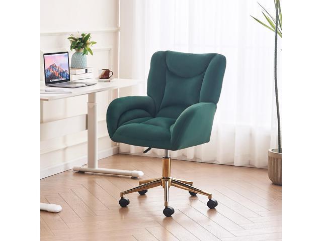 Velvet Teddy Fabric Home Office Chair Comfy Vanity Chairs Adjustable 360° Swivel Upholstered Computer Task Chair Living Room Chairs with Arm,Ivory...