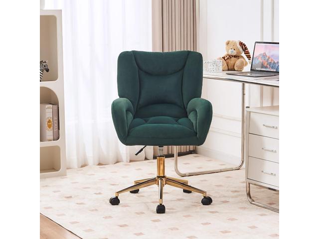 Velvet Teddy Fabric Home Office Chair Comfy Vanity Chairs Adjustable 360° Swivel Upholstered Computer Task Chair Living Room Chairs with Arm,Ivory...