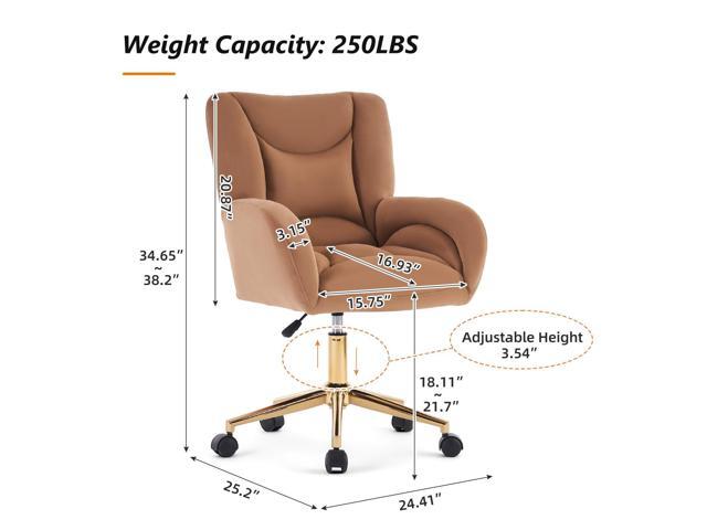 Velvet Teddy Fabric Home Office Chair Comfy Vanity Chairs Adjustable 360° Swivel Upholstered Computer Task Chair Living Room Chairs with Arm,Ivory...