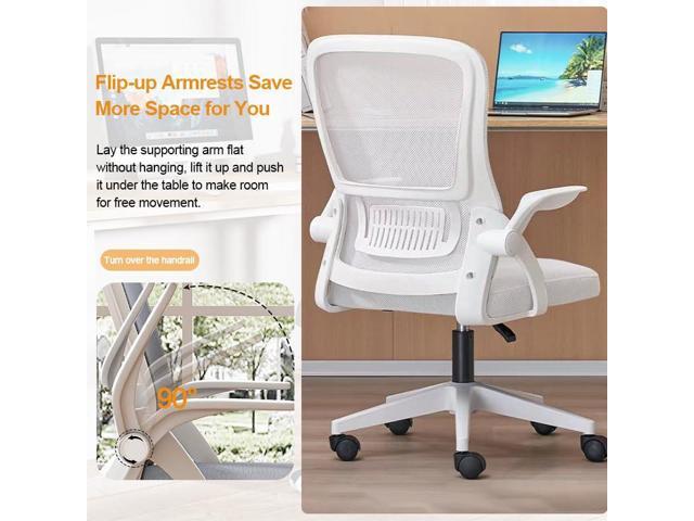 Home Office Chair Ergonomic Breathable Mesh Chair High Back with Adjustable Height Swivel with Flip-Up Arms and Lumbar Support
