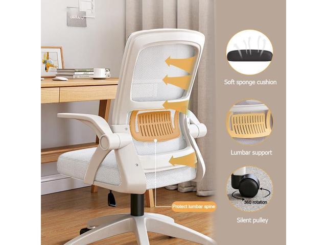 Home Office Chair Ergonomic Breathable Mesh Chair High Back with Adjustable Height Swivel with Flip-Up Arms and Lumbar Support